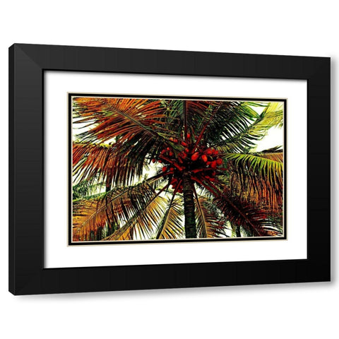 Neon Palm Hot Black Modern Wood Framed Art Print with Double Matting by Simons