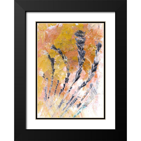Tail Feathers Black Modern Wood Framed Art Print with Double Matting by Simons