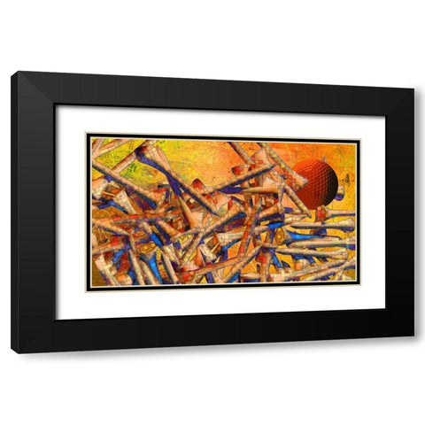 Teed Up II Black Modern Wood Framed Art Print with Double Matting by Simons