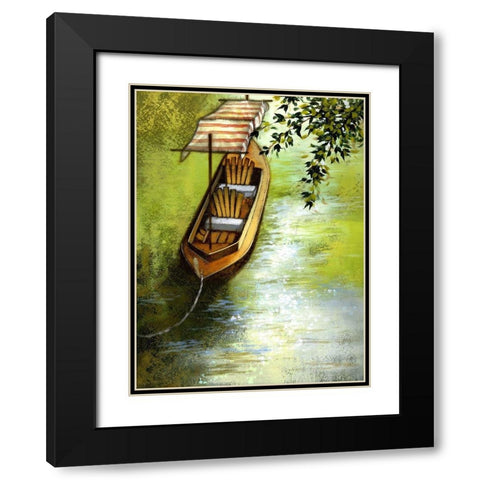 Going Boating On The Lake Black Modern Wood Framed Art Print with Double Matting by Larson