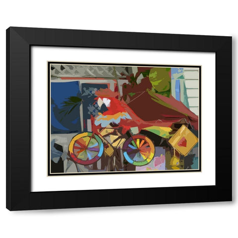Key West Parrot Black Modern Wood Framed Art Print with Double Matting by Mack