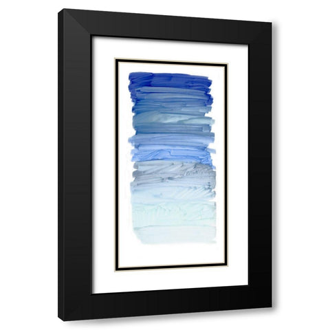 Color Strip Blue Black Modern Wood Framed Art Print with Double Matting by King
