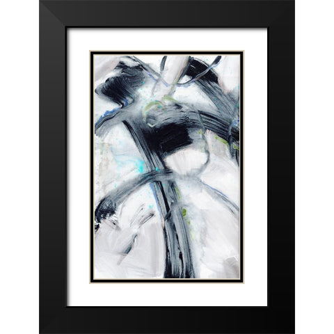 Swash Blue I Black Modern Wood Framed Art Print with Double Matting by King