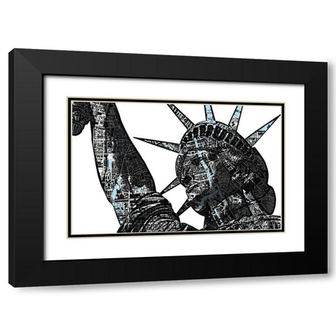 Liberty City II Black Modern Wood Framed Art Print with Double Matting by Nola