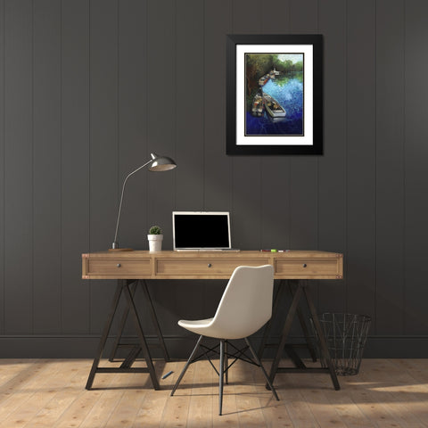 Electric Blue I Black Modern Wood Framed Art Print with Double Matting by Ricci