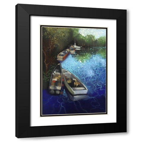 Electric Blue I Black Modern Wood Framed Art Print with Double Matting by Ricci