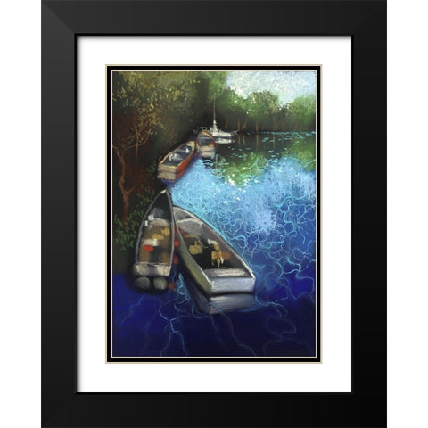 Electric Blue I Black Modern Wood Framed Art Print with Double Matting by Ricci