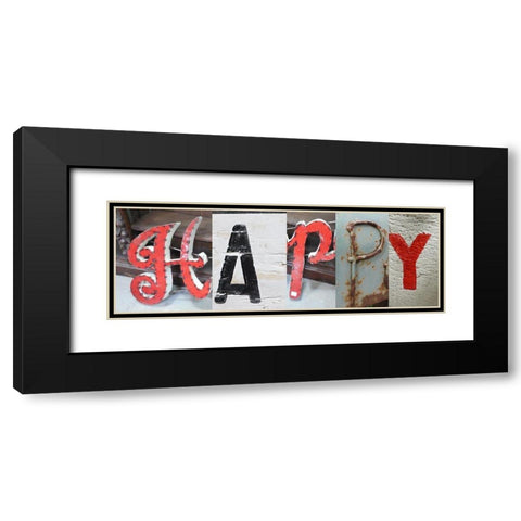 Happy Black Modern Wood Framed Art Print with Double Matting by Phillip, Jamie