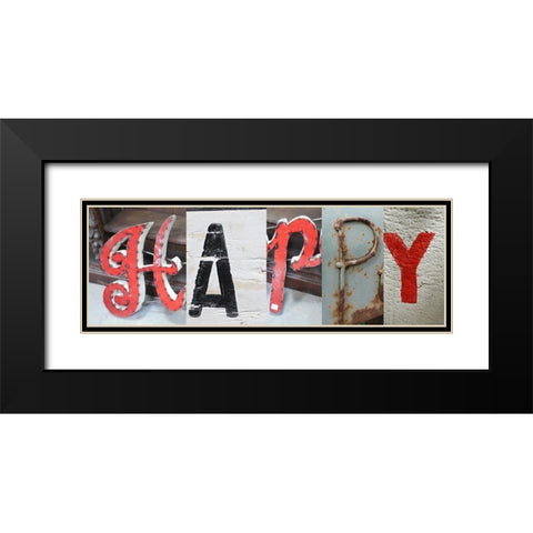 Happy Black Modern Wood Framed Art Print with Double Matting by Phillip, Jamie