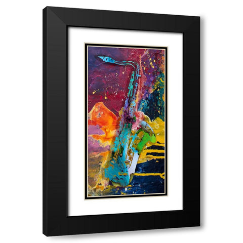 Jazz It Up Sax Black Modern Wood Framed Art Print with Double Matting by Phillip, Jamie