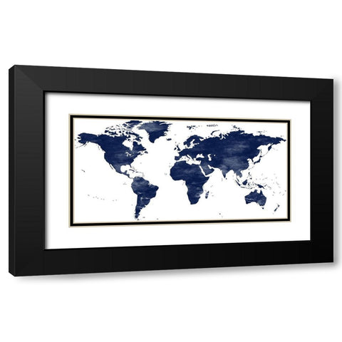 Navy Map Black Modern Wood Framed Art Print with Double Matting by Phillip, Jamie