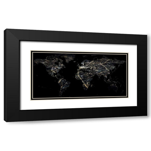 Night Map Black Modern Wood Framed Art Print with Double Matting by Phillip, Jamie