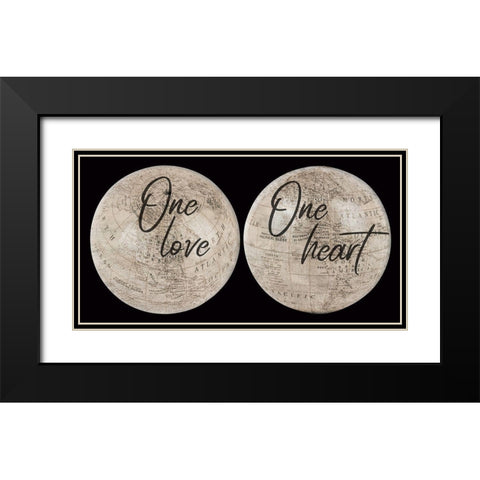 Love Map Black Modern Wood Framed Art Print with Double Matting by Phillip, Jamie