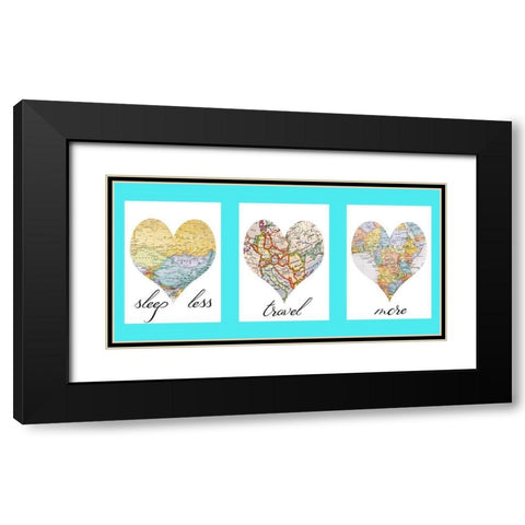 Love Map Black Modern Wood Framed Art Print with Double Matting by Phillip, Jamie