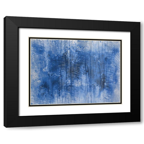 Abstract Blue Black Modern Wood Framed Art Print with Double Matting by Phillip, Jamie