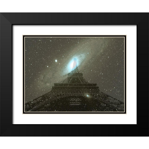 Paris In Space Black Modern Wood Framed Art Print with Double Matting by Phillip, Jamie