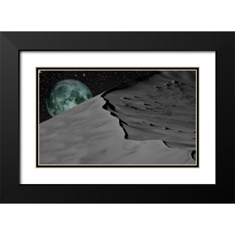 Space Moon Black Modern Wood Framed Art Print with Double Matting by Phillip, Jamie