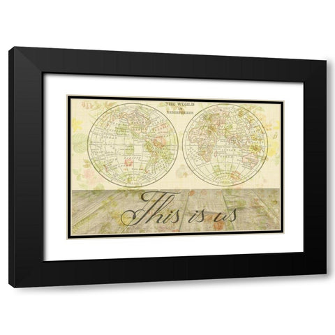 Map Black Modern Wood Framed Art Print with Double Matting by Phillip, Jamie
