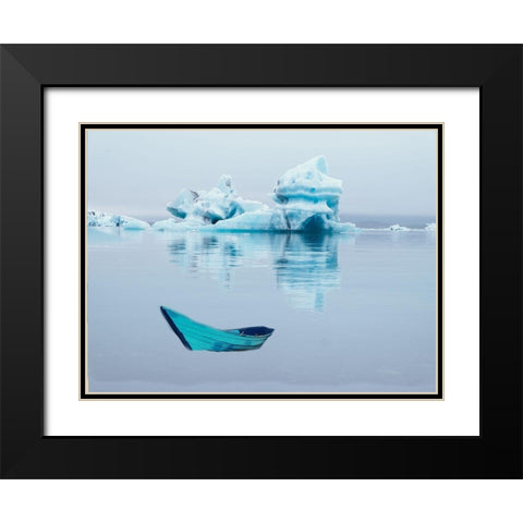 Boat On Ice Black Modern Wood Framed Art Print with Double Matting by Phillip, Jamie