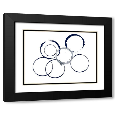 Blue Rings Black Modern Wood Framed Art Print with Double Matting by Phillip, Jamie