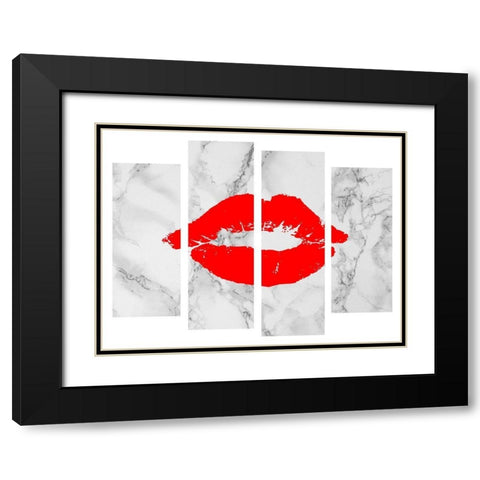 Red Lips Black Modern Wood Framed Art Print with Double Matting by Phillip, Jamie