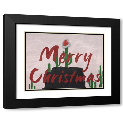 Merry Christmas Black Modern Wood Framed Art Print with Double Matting by Phillip, Jamie