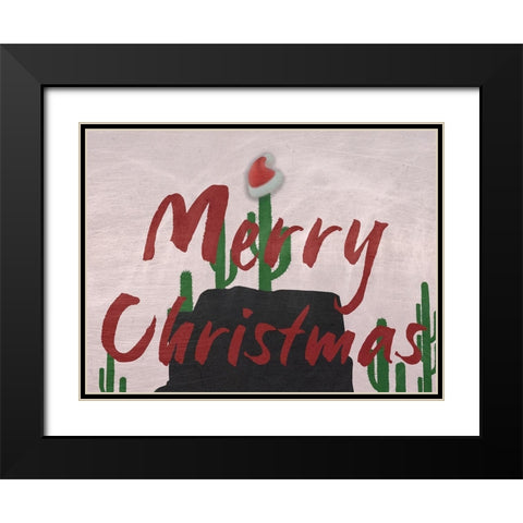 Merry Christmas Black Modern Wood Framed Art Print with Double Matting by Phillip, Jamie