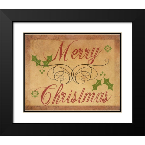 Merry Christmas Black Modern Wood Framed Art Print with Double Matting by Phillip, Jamie