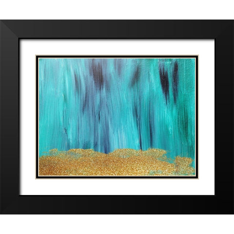 Emerald Green And Gold Black Modern Wood Framed Art Print with Double Matting by Phillip, Jamie