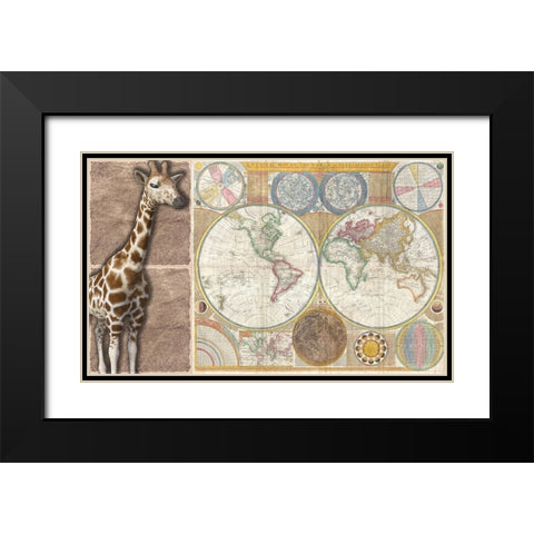 African Map Black Modern Wood Framed Art Print with Double Matting by Phillip, Jamie