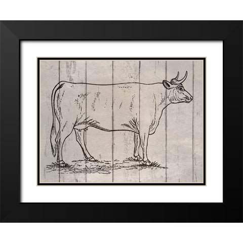 Cow Black Modern Wood Framed Art Print with Double Matting by Phillip, Jamie