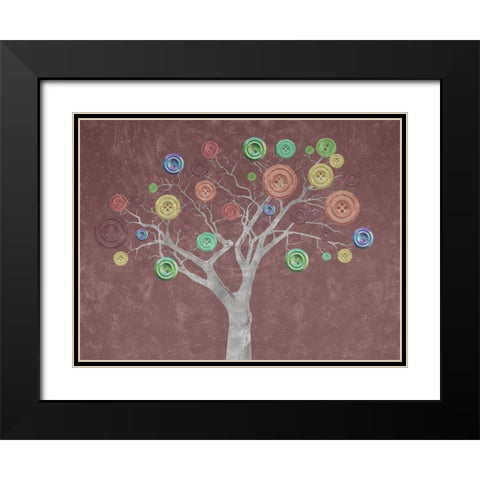Button Tree Black Modern Wood Framed Art Print with Double Matting by Phillip, Jamie