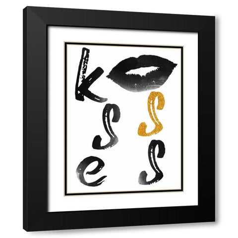 Kisses Black Modern Wood Framed Art Print with Double Matting by Phillip, Jamie