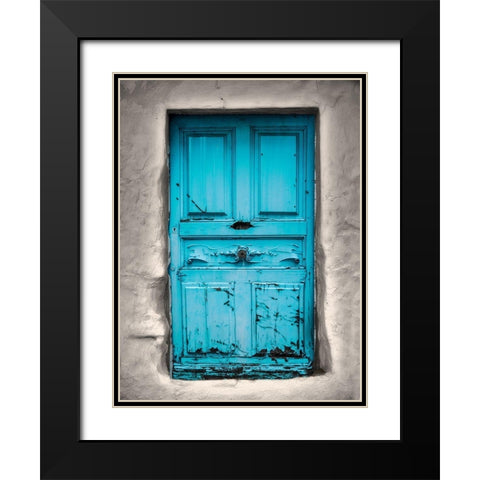 Blue Cottage Black Modern Wood Framed Art Print with Double Matting by Phillip, Jamie