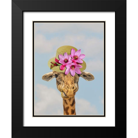 Giraffe Floral 2 Black Modern Wood Framed Art Print with Double Matting by Phillip, Jamie