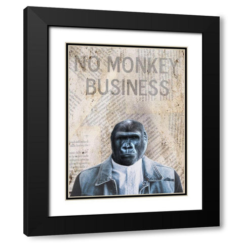 Monkey Business Black Modern Wood Framed Art Print with Double Matting by Phillip, Jamie
