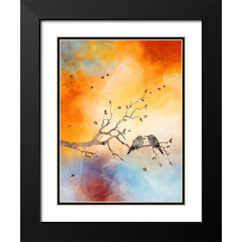 Abstract Bird Black Modern Wood Framed Art Print with Double Matting by Phillip, Jamie