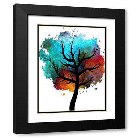 Colored Tree Black Modern Wood Framed Art Print with Double Matting by Phillip, Jamie