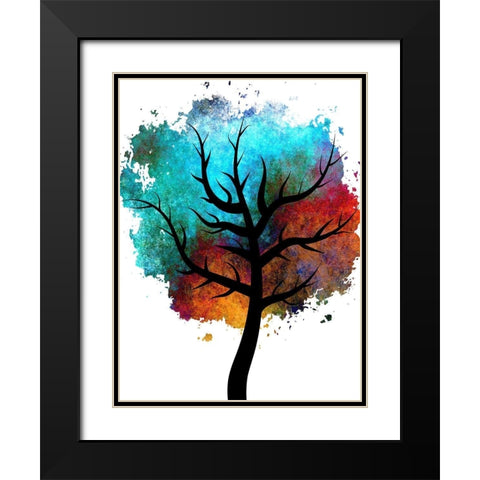 Colored Tree Black Modern Wood Framed Art Print with Double Matting by Phillip, Jamie