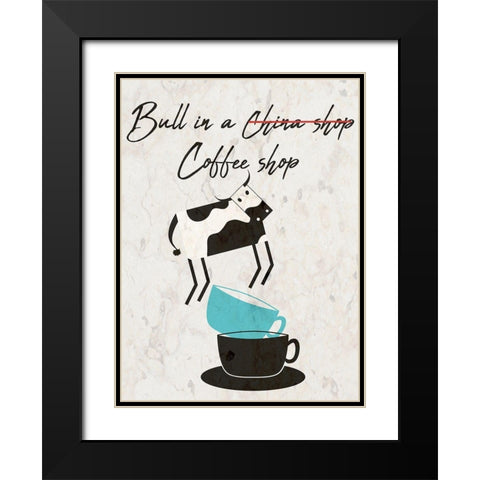 Coffee Shop Black Modern Wood Framed Art Print with Double Matting by Phillip, Jamie