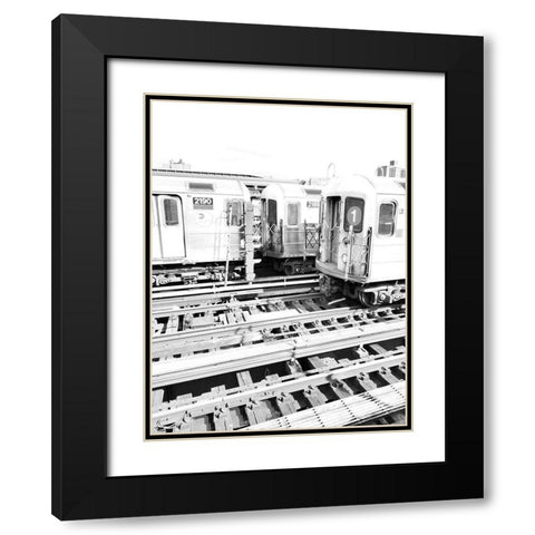 Trains NY Black Modern Wood Framed Art Print with Double Matting by Phillip, Jamie