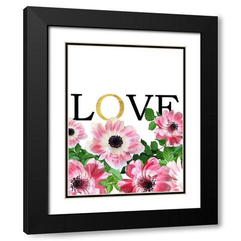 Pink Love Black Modern Wood Framed Art Print with Double Matting by Phillip, Jamie
