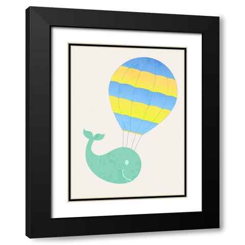 Flying Whale Black Modern Wood Framed Art Print with Double Matting by Phillip, Jamie