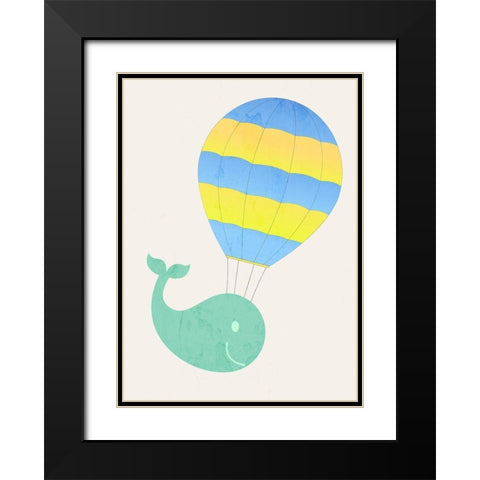 Flying Whale Black Modern Wood Framed Art Print with Double Matting by Phillip, Jamie