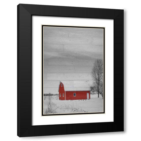 Red Barn Black Modern Wood Framed Art Print with Double Matting by Phillip, Jamie