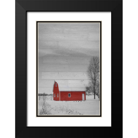 Red Barn Black Modern Wood Framed Art Print with Double Matting by Phillip, Jamie