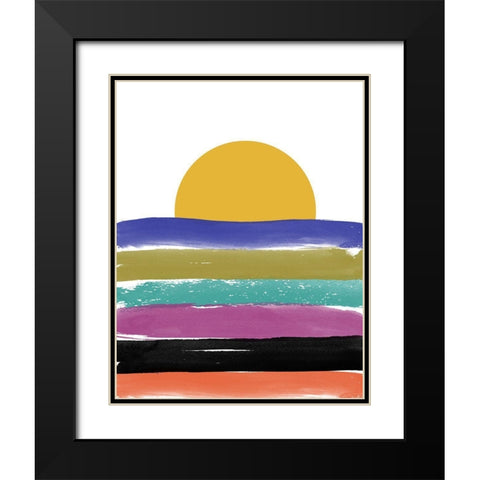 Abstract Moon Black Modern Wood Framed Art Print with Double Matting by Phillip, Jamie