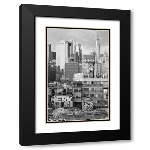 New York Bridge View Black Modern Wood Framed Art Print with Double Matting by Phillip, Jamie