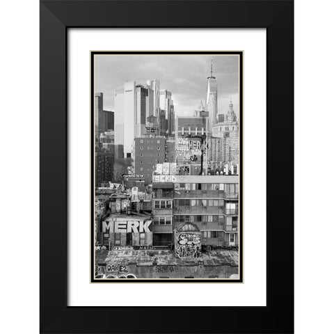New York Bridge View Black Modern Wood Framed Art Print with Double Matting by Phillip, Jamie