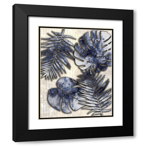 Gold And Blue Black Modern Wood Framed Art Print with Double Matting by Phillip, Jamie